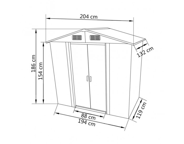 Sonata Градинска барака за съхранение, зелен метал, 204x132x186 см -