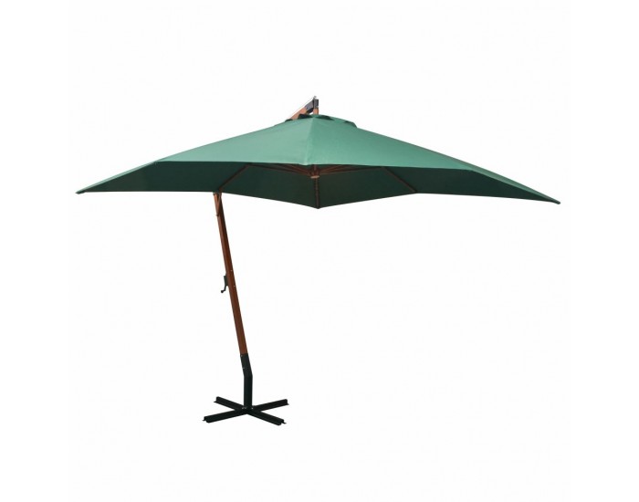 Sonata Висящ чадър за слънце, 300x300 см, дървен прът, зелен -