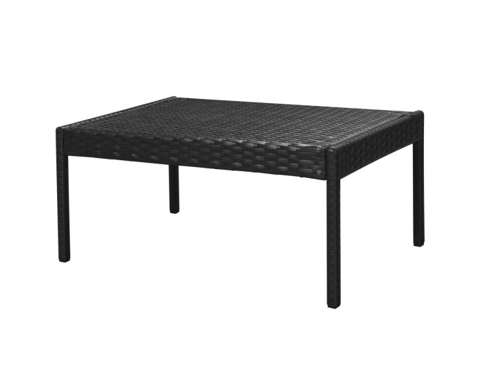 Sonata Градински комплект с възглавници, 6 части, черен полиратан -