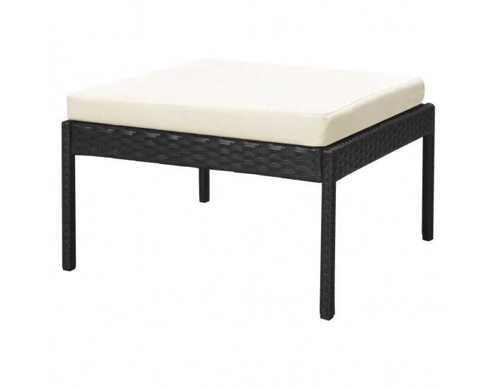 Sonata Градински комплект с възглавници, 6 части, черен полиратан -