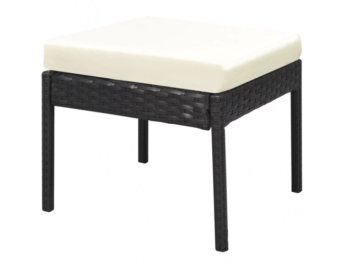 Sonata Градински комплект с възглавници, 6 части, черен полиратан -