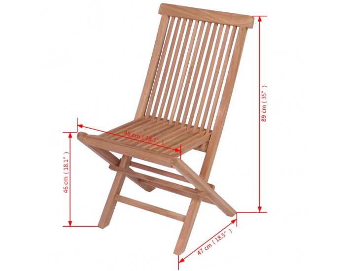 Sonata Сгъваеми градински столове, 4 бр, тиково дърво масив -