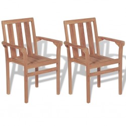 Sonata Стифиращи градински столове, 2 бр, тиково дърво масив - Градински столове