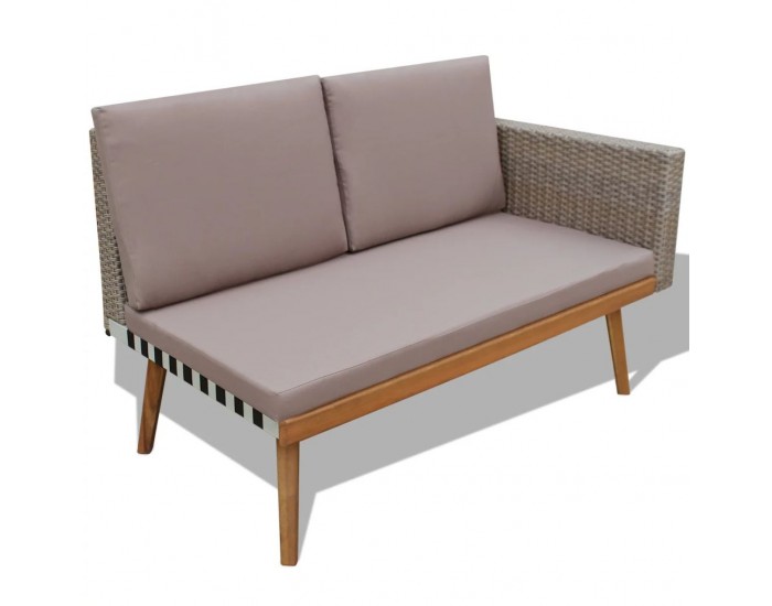 Sonata Градински комплект с възглавници, 4 части, полиратан, сив -