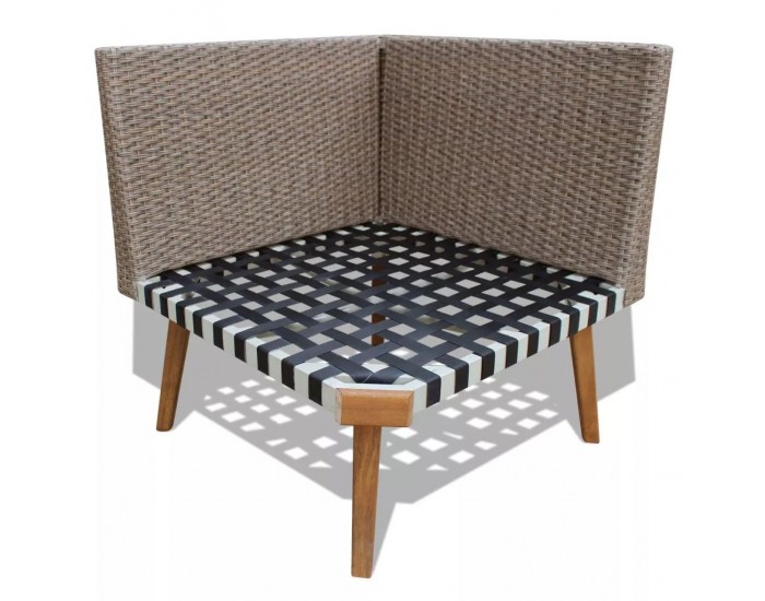 Sonata Градински комплект с възглавници, 4 части, полиратан, сив -