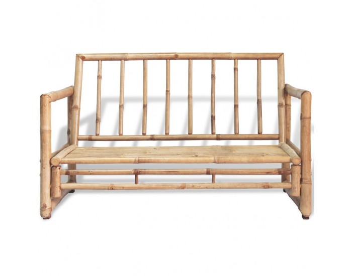Sonata 2-местен градински диван с възглавници, бамбук -