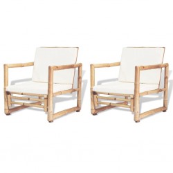 Sonata Градински столове с възглавници, 2 бр, полиратан, бамбук - Градински столове
