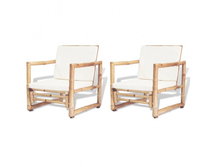 Sonata Градински столове с възглавници, 2 бр, полиратан, бамбук -