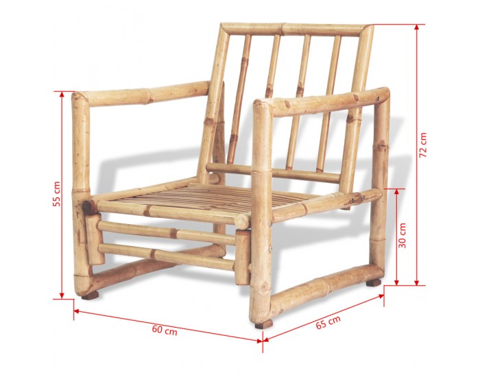 Sonata Градински столове с възглавници, 2 бр, полиратан, бамбук -