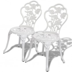 Sonata Бистро столове, 2 бр, лят алуминий, бели - Градински столове