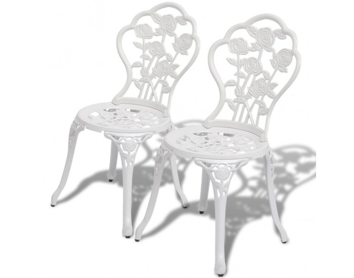 Sonata Бистро столове, 2 бр, лят алуминий, бели -