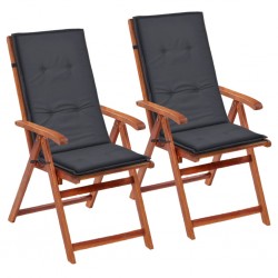 Sonata Възглавници за градински столове, 2 бр, антрацит, 120x50х3 см - Мека мебел