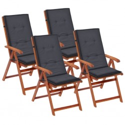 Sonata Възглавници за градински столове, 4 бр, антрацит, 120x50х3 см - Мека мебел
