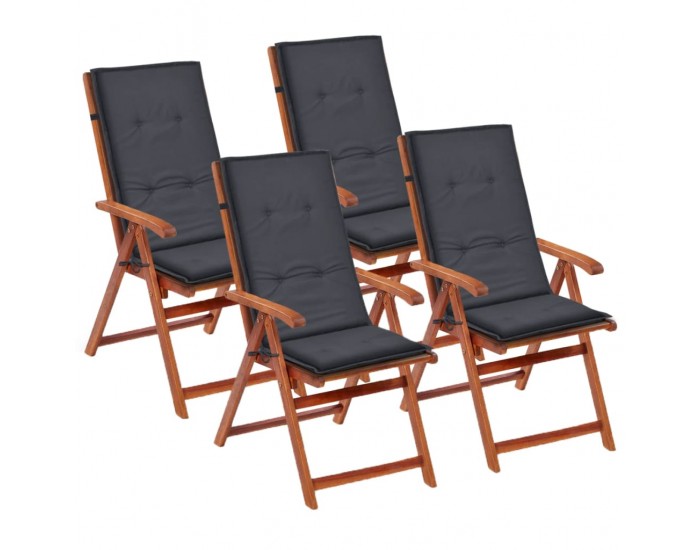 Sonata Възглавници за градински столове, 4 бр, антрацит, 120x50х3 см -