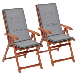 Sonata Възглавници за градински столове, 2 бр, сиви, 120x50х3 см - Мека мебел