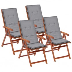 Sonata Възглавници за градински столове, 4 бр, сиви, 120x50х3 см - Мека мебел