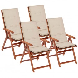 Sonata Възглавници за градински столове, 4 бр, кремави, 120x50х3 см - Декоративни Възглавници