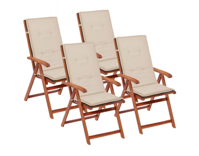 Sonata Възглавници за градински столове, 4 бр, кремави, 120x50х3 см -