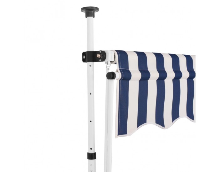 Sonata Ръчно прибиращ се сенник, 200 см, синьо-бели ивици -