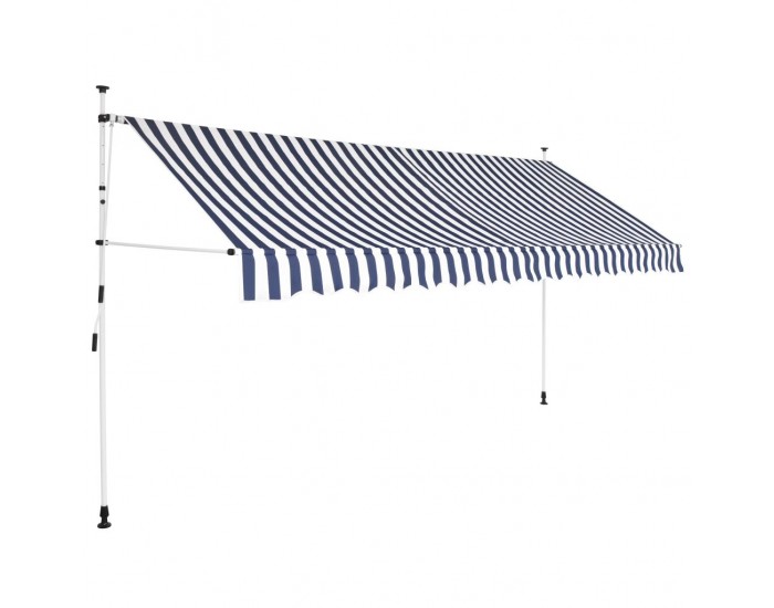 Sonata Ръчно прибиращ се сенник, 350 см, синьо-бели ивици -
