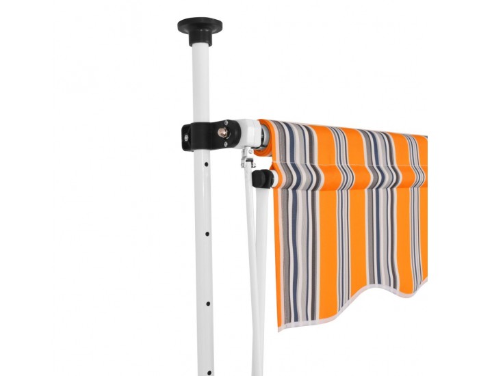 Sonata Ръчно прибиращ се сенник, 350 см, жълто-сини ивици -