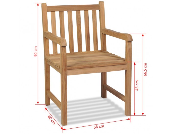 Sonata Градински столове, 2 бр, тикова дървесина масив -
