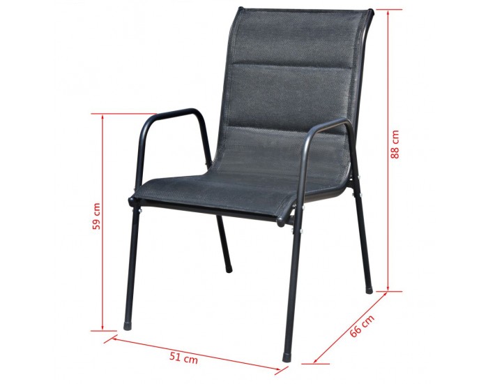 Sonata Бистро комплект, 3 части, стомана, черен -