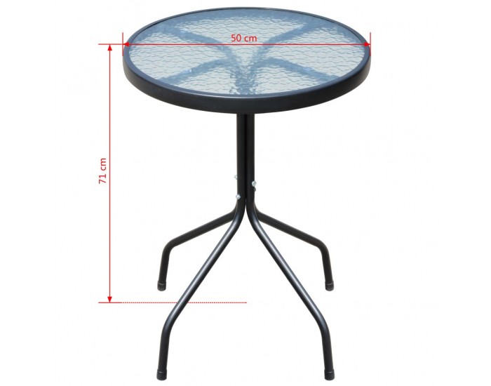 Sonata Бистро комплект, 3 части, стомана, черен -