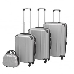 Sonata Комплект от 4 броя твърди куфари на колелца, сребристи - Аксесоари за пътуване