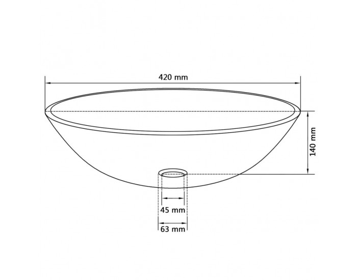 Sonata Мивка от закалено стъкло, 42 см, прозрачна -