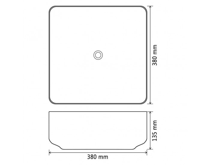 Sonata Керамична мивка, квадратна, бяла, 38x38х13,5 см -
