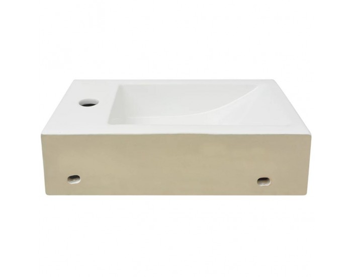 Sonata Правоъгълна мивка с отвор за смесител, бяла, 46x25,5x12 см -
