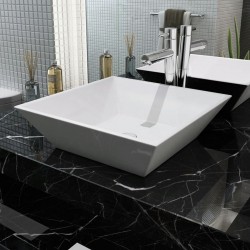Sonata Керамична мивка, квадратна, бяла, 41,5x41,5х12 см - Баня
