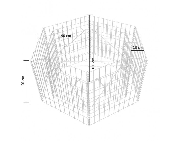 Sonata Хексагонален габион плантер, 100x90x50 cм -