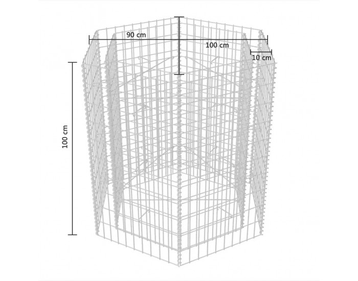 Sonata Хексагонален габион плантер, 100x90x100 cм -