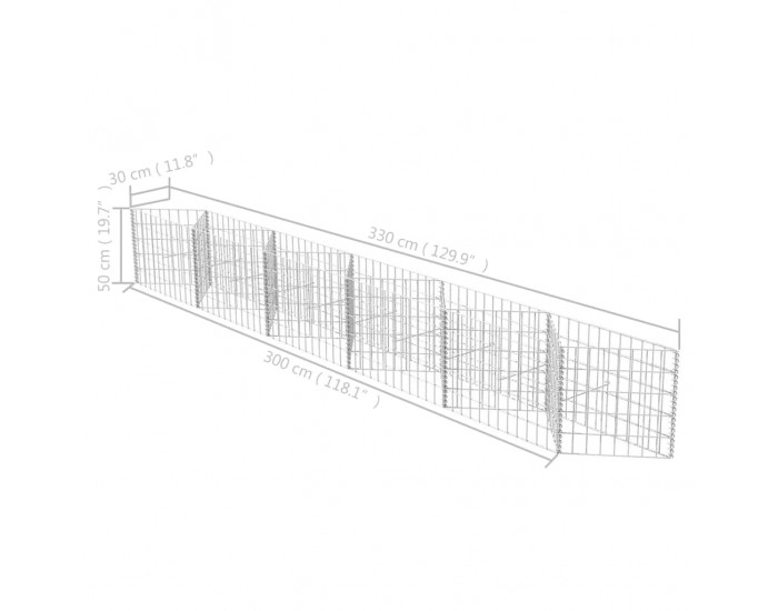 Sonata Габион кошница/плантер/повдигната леха, стомана, 300x30x50 cм -