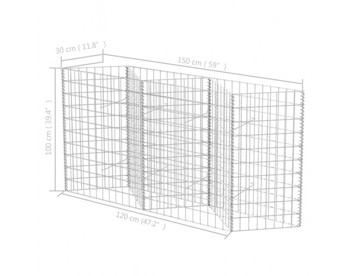 Sonata Габион кошница/плантер/повдигната леха, стомана, 120x30x100 cм -