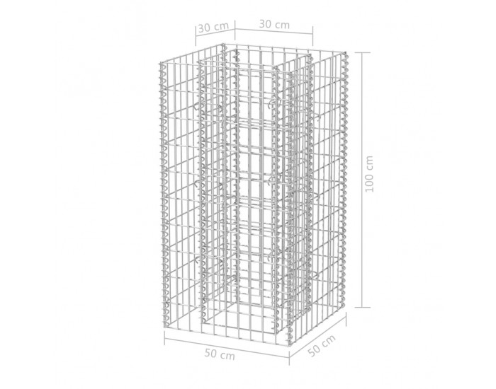 Sonata Габион плантер, стомана, 50x50x100 cм -
