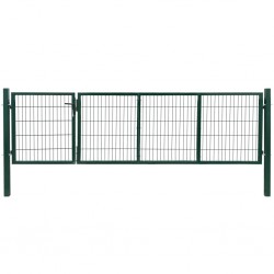 Sonata Градинска оградна врата със стълбове 350x100 см зелена стомана - Огради