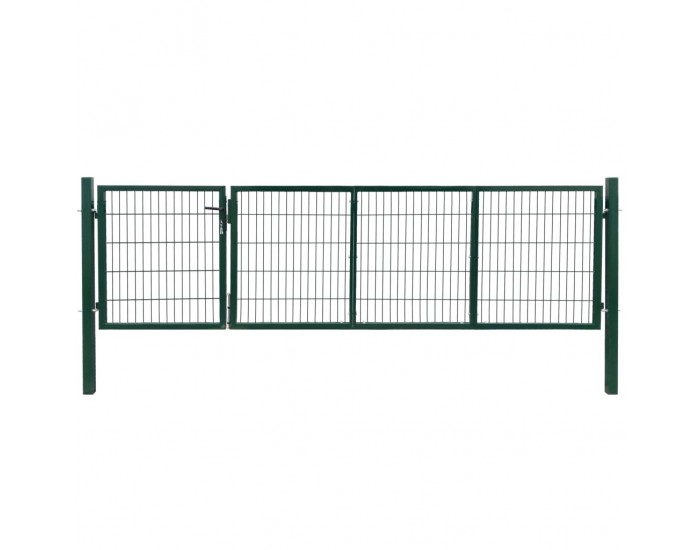 Sonata Градинска оградна врата със стълбове 350x100 см зелена стомана -