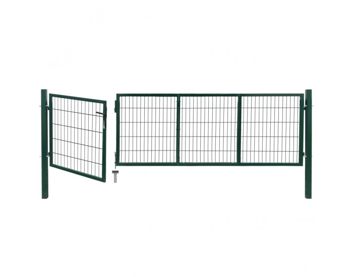 Sonata Градинска оградна врата със стълбове 350x100 см зелена стомана -