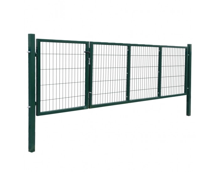 Sonata Градинска оградна врата със стълбове 350x100 см зелена стомана -