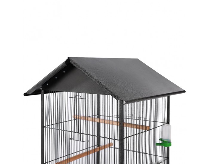 Sonata Клетка за птици с покрив, стомана, черна, 66x66x155 cм -