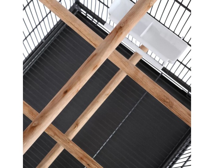 Sonata Клетка за птици с покрив, стомана, черна, 66x66x155 cм -