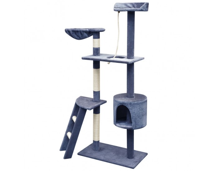 Sonata Котешко дърво със сизалени стълбове, 150 см, тъмносиньо -