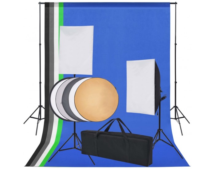 Sonata Комплект за фото студио с фонове в 5 цвята и 2 софтбокса -