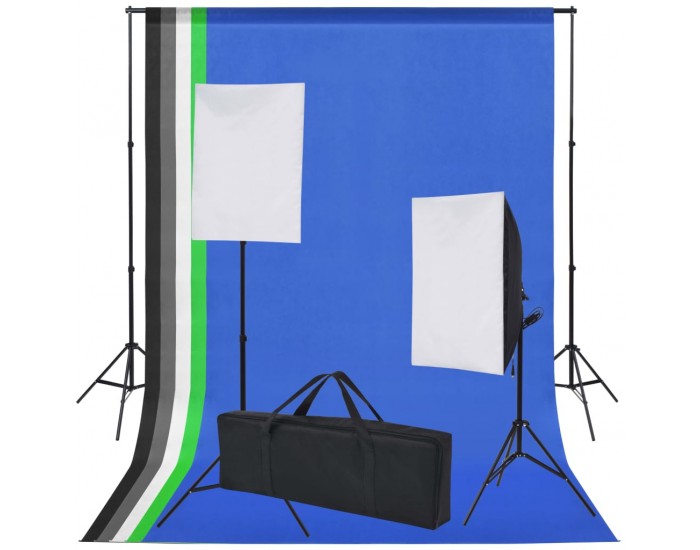 Sonata Комплект за фото студио с фонове в 5 цвята и 2 софтбокса -