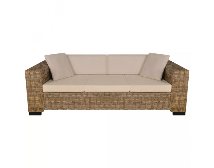 Sonata Триместен диван, комплект от осем части, естествен ратан -