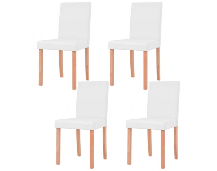 Sonata Трапезна маса и столове, 5 части, изкуствена кожа, дъб, кремаво -