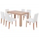 Sonata Трапезна маса и столове, 7 части, изкуствена кожа, дъб, кремаво -